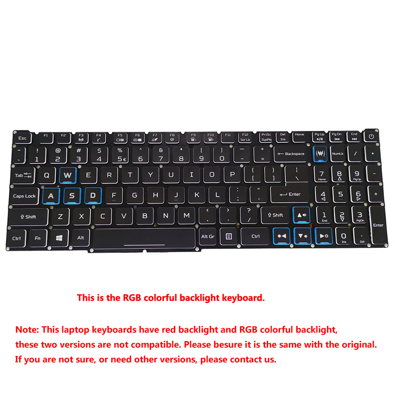 US keyboard for Acer Predator Triton 300 PT315-52-78L8 Backlight