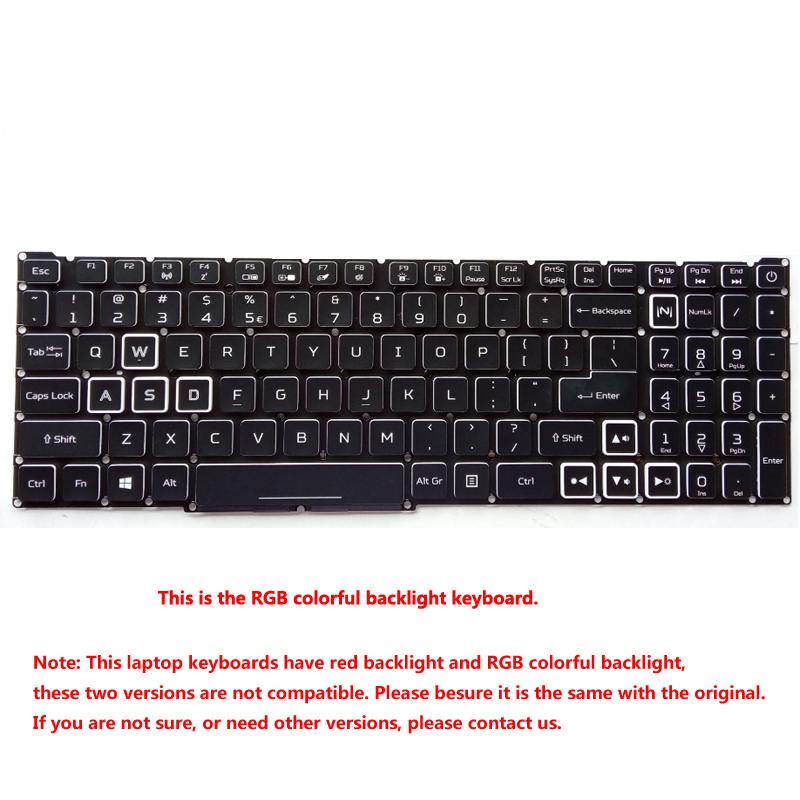 Laptop us keyboard for Acer Nitro 5 AN515-45-R7WA RGB backlight
